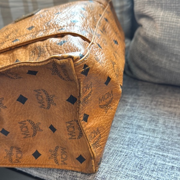 Authentic Large MCM Brown Leather Long Strand Bag with Iconic Monogram Design - Picture 10 of 17